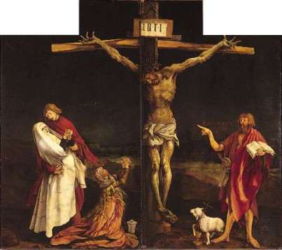 Crucifixion-centre-panel-Matthias-Grunewald-Isenheim-Altarpiece